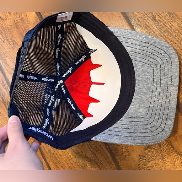 Wrangler hat men’s adult one size USA flag patch gray blue SnapBack mesh America - Picture 2 of 8